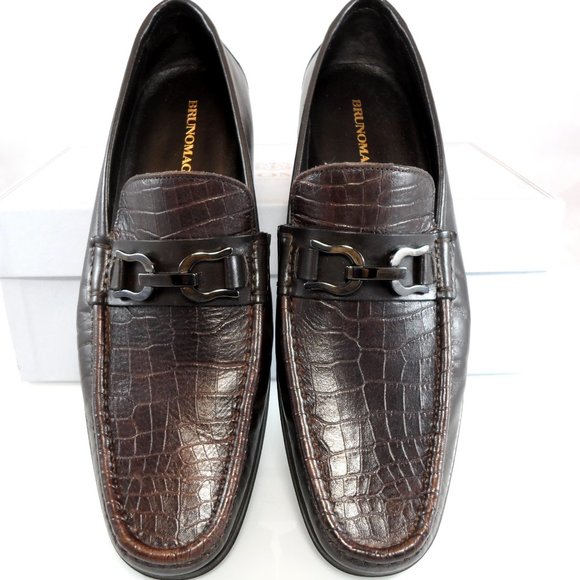NIB$525 Bruno Magli Mikko Brown Croc Leather Moc Toe Horsebit Dress Loafer 11.5 - Picture 5 of 12